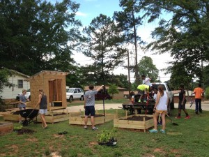 The Freedom by Design team at Auburn University collaborated with the nonprofit Our House to create raised garden beds. 